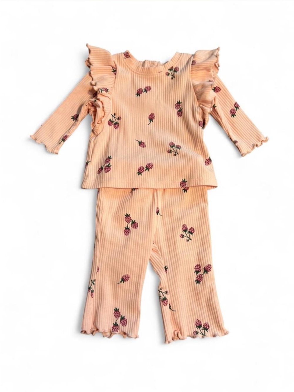 Tucker + Tate Pink Berry Pattern Ribbed Lettuce Trim Matching Set